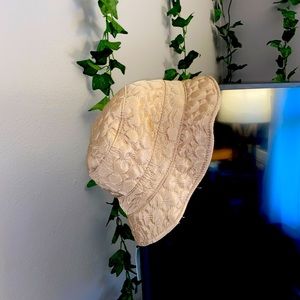 cream quilted bucket hat